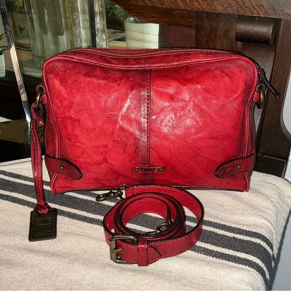 NWOT Frye Leather Cameron Crossbody Clutch Bag Burnt Red Hangtag MSRP $398 - Picture 2 of 16